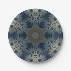 Prato De Papel Floral de Margarida Azul Antiquado