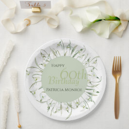 Prato De Papel Floral de Neve 60º Aniversário Aquarela Botânica V