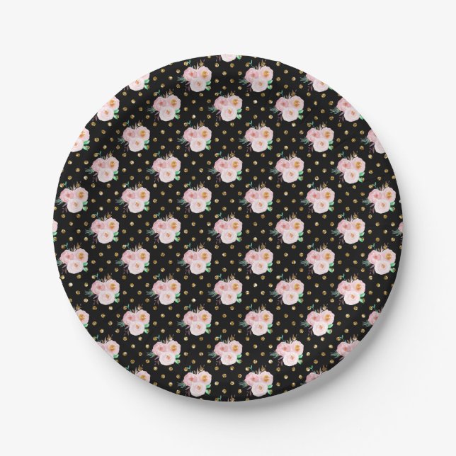 Prato De Papel Floral de Quadro Negro (Frente)
