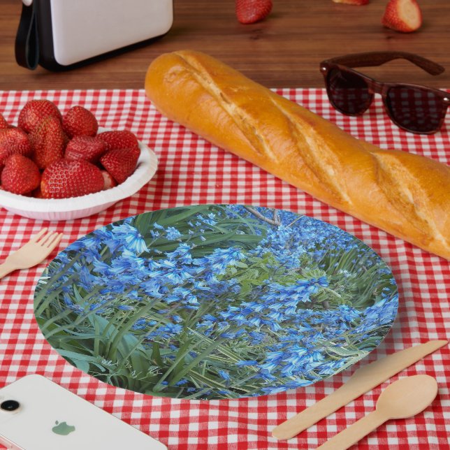 Prato De Papel Floral do Jardim Bluebell (Piquenique)