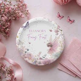 Prato De Papel Floral Fairy First Birthday Party Paper Plate