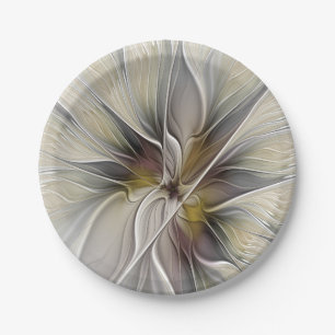 Prato De Papel Floral Fractal, Fantasia Flor com Cores da Terra