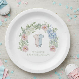 Prato De Papel Floral Gender Reveal Party Plate
