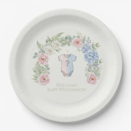 Prato De Papel Floral Gender Reveal Party Plate