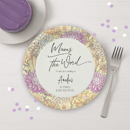 Prato De Papel Floral Mum's the Word Surprise Baby Shower