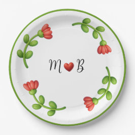 Prato De Papel Floral Paper Plates – Red Flower Party Theme