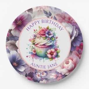 Prato De Papel Floral Personalizado por Chique de Aquarela