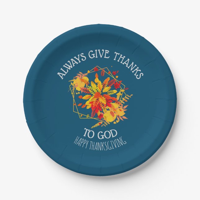 Prato De Papel Floral SEMPRE DÁ OBRIGADOS Ação de Graças Cristã (Frente)