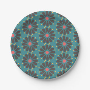 Prato De Papel Floral - turquesa