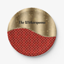 Floral Vermelho Natal com Fita e Nome Dourados