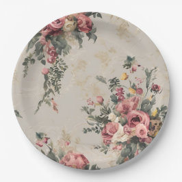 Prato De Papel Floral Vintage