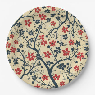 Prato De Papel Floral Vintage Elegante 4 de julho Placa de Papel