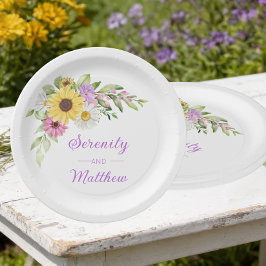 Prato De Papel Floral Wedding Sunflower Daisy Wildflower Garden 