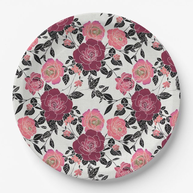Prato De Papel Flores 1421 Chapas de papel personalizadas de 9" (Frente)