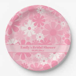 Prato De Papel Flores Aestéticas de Pastel, rosa-rosa, Retro 60s 