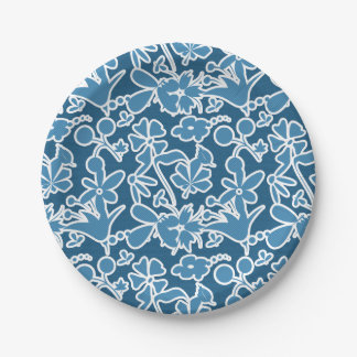 Prato De Papel Flores azules