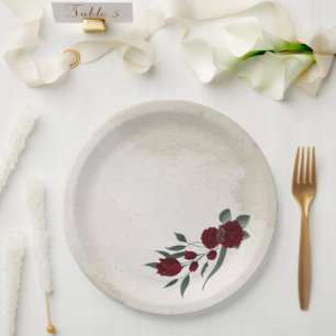 Prato De Papel Flores borgonhetas verdes