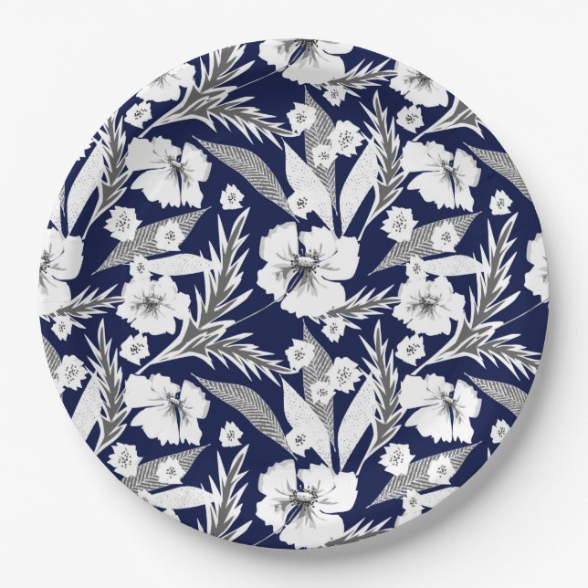 Prato De Papel Flores brancas. (Frente)