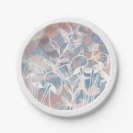 Prato De Papel Flores Brancas de Aquarela