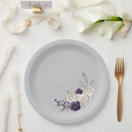 Prato De Papel flores brancas roxas poeirentas botânicas