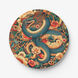 Prato De Papel Flores cobra verdes