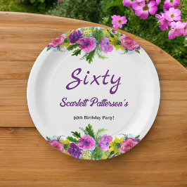 Prato De Papel Flores Coloridas Flor Botânica 60º Aniversário