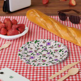 Prato De Papel Flores Coloridas, Padrão Floral, Verde, Boho