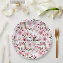 Prato De Papel Flores de Cerejeira Rosa Bonito Chá de Noiva