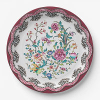 Flores de Chinoiserie Rosa com Bordas Onduladas Lo