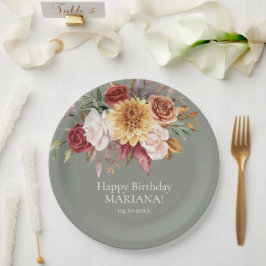 Prato De Papel Flores de Folhagem de Queda Festa de aniversário V