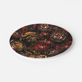 Prato De Papel Flores de Jardim Escuro Outono Brilho Casamento de