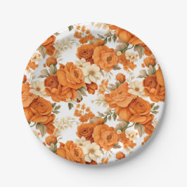 Prato De Papel Flores de laranja boêmicas