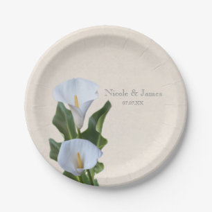 Prato De Papel Flores de Lírio-de-água Elegante Floral Casamento