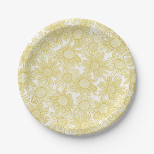 Prato De Papel Flores de margarida amarela ouro
