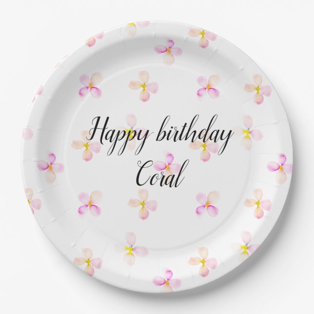 Prato De Papel Flores de Pêssego Rosa bonito (Frente)