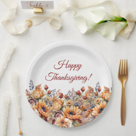 Prato De Papel Flores de Quedas de Aquarela-