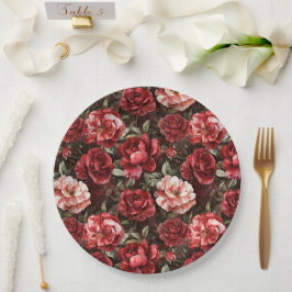 Prato De Papel Flores de Rosa Rosa Vermelha