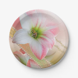 Prato De Papel Flores e pérolas