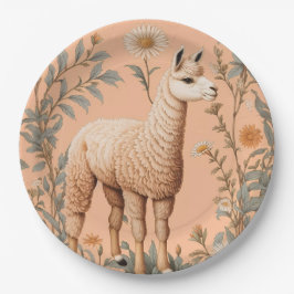 Prato De Papel Flores Elegantes Lama e Daisy em Pêssego