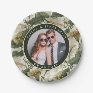 Prato De Papel Flores Elegantes, Placas Para Chá de casamento