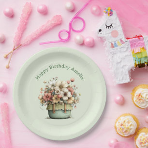 Prato De Papel Flores em um Vaso Aconchegante Shabby Fofo Anivers