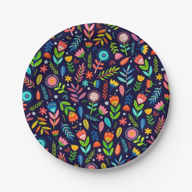 Prato De Papel Flores Exóticas Pintadas À Mão Deixam Padrão-23437 (Frente)