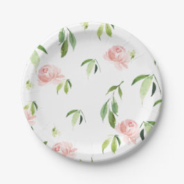 Prato De Papel Flores Flóridas Cor-de-rosa, brancas, folhagem ver