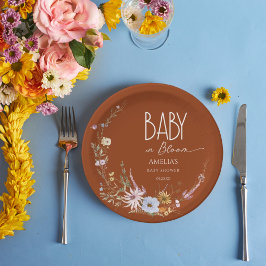 Prato De Papel Flores Laranja Queimadas Bebê em Placa de Papel Sa