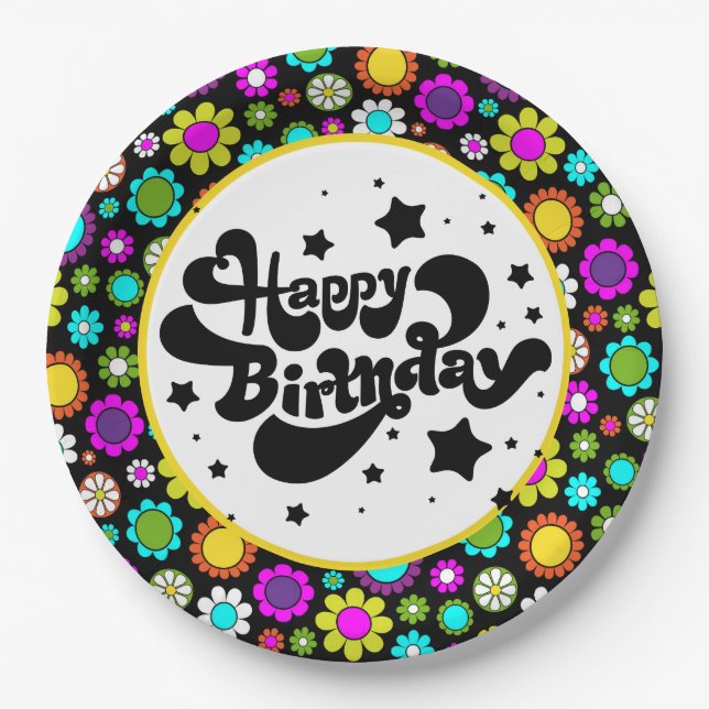 Prato De Papel Flores Retro (Frente)