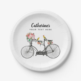 Prato De Papel Flores Românticas De Bicicletas