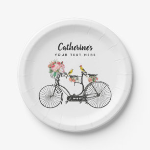 Prato De Papel Flores Românticas De Bicicletas