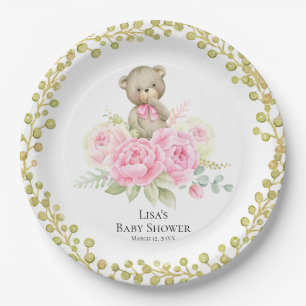 Prato De Papel Flores Rosa Bebê Placas de papel