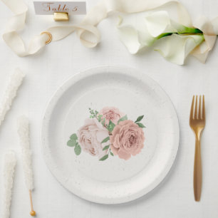 Prato De Papel flores roxas cor-de-rosa românticas e folhas de pa