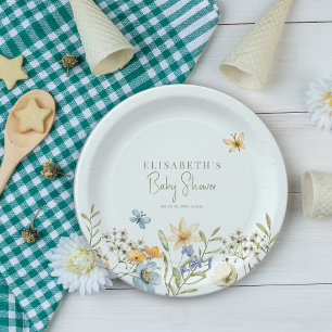 Prato De Papel Flores selvagens boho primavera chá de fraldas per